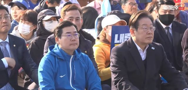 집회 참석한 민주당 이재명 대표와 박찬대 원내대표