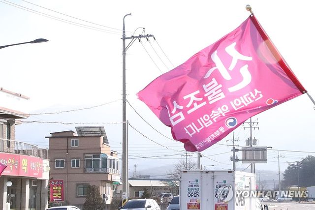 강풍에 펄럭이는 산불 조심 깃발