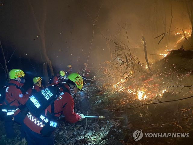산청 밤샘 산불 진화