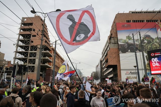 세르비아, 쿠슈너의 옛 국방부 부지 재개발 반대 시위 
