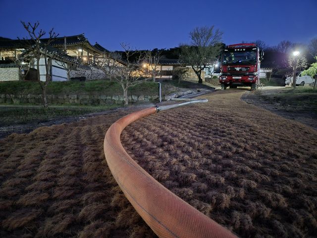 병산서원 주변 소방차