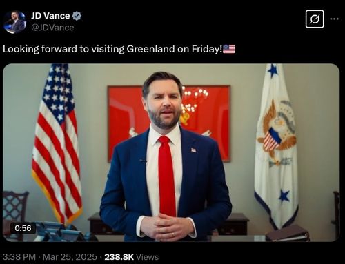 그린란드 방문 일정 발표하는 미국 부통령