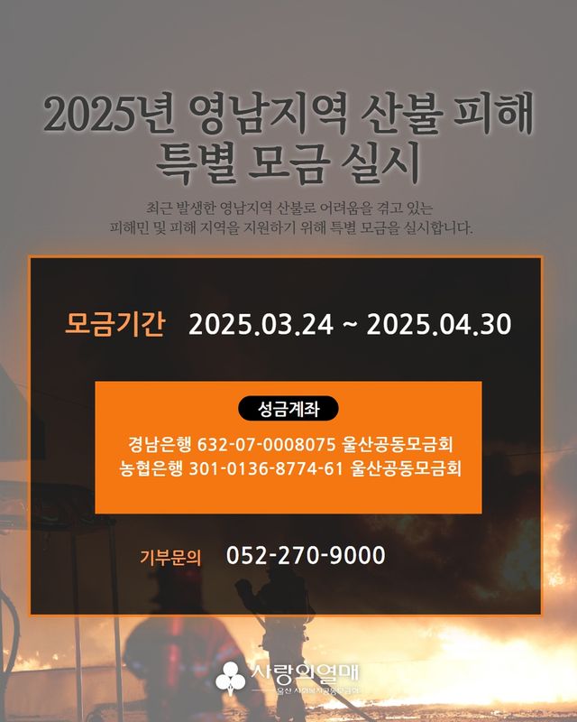 울산사랑의열매, 산불피해 지원 특별모금