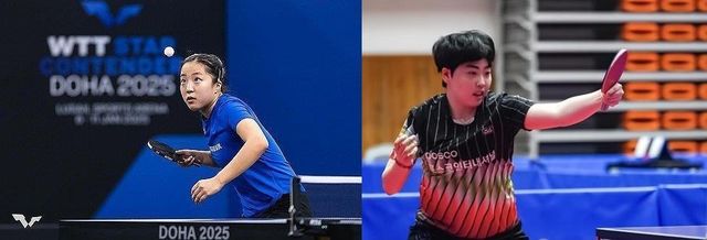 여자복식조로 처음 호흡을 맞춘 신유빈(왼쪽)과 유한나