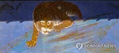 우화루 호랑이 벽화[사진/백승렬 기자]