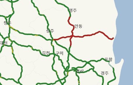 통행이 차단된 고속도로 구간