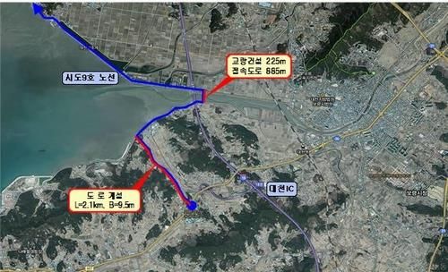 대천IC∼해안도로 연결 도로 위치