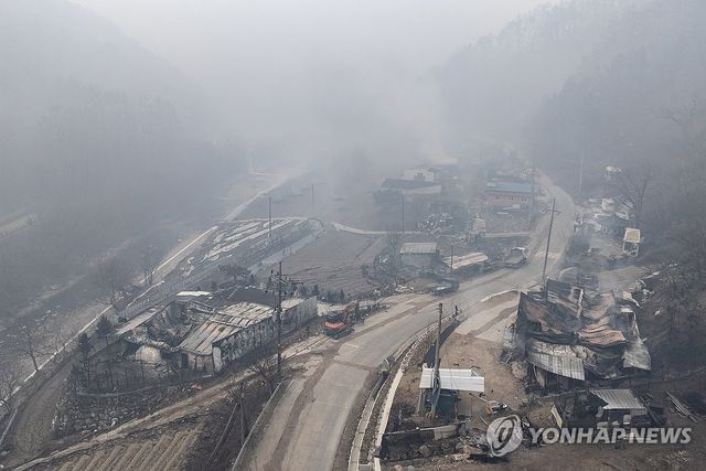 산불에 초토화된 계곡 마을