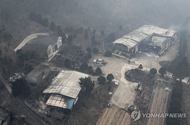 산불에 초토화된 계곡 마을