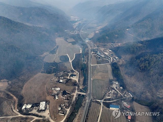 마을 곳곳이 산불로 피해