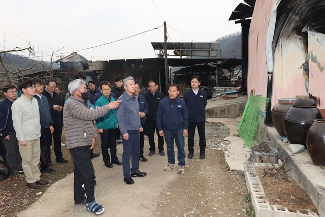 강호동 농협중앙회장, 경북 산불 피해현장 방문