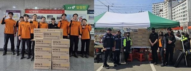 영덕소방서(왼쪽)와 의성소방서에 싸이버거세트 전달