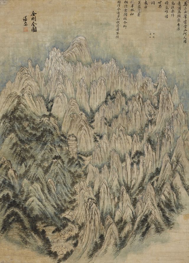 국보 금강전도, 조선, 18세기 중엽, 종이에 수묵담채, 130.8 x 94.5 cm[호암미술관 제공. 재판매 및 DB 금지]