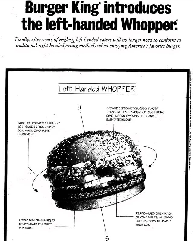 버거킹의 '왼손잡이용 와퍼' 광고
