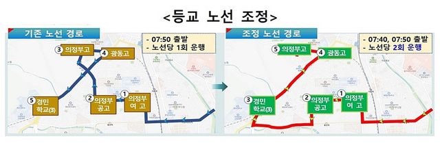 의정부 학생 통학버스 노선 조정