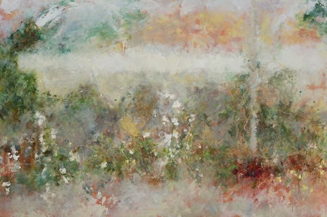 강명희, <접시꽃 蜀葵>, 2023, 캔버스에 유채, 97x146㎝