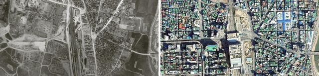 의정부역 1954년(좌)과 2023년 모습.