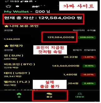 가짜 코인 지갑사이트 예시