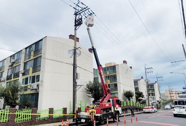 정전 피해 발생한 제주시 아파트 단지