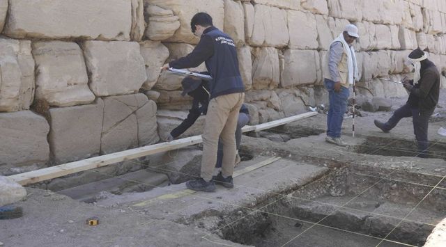 지난해 말 이집트 라메세움 신전 탑문 서측 발굴조사 모습 