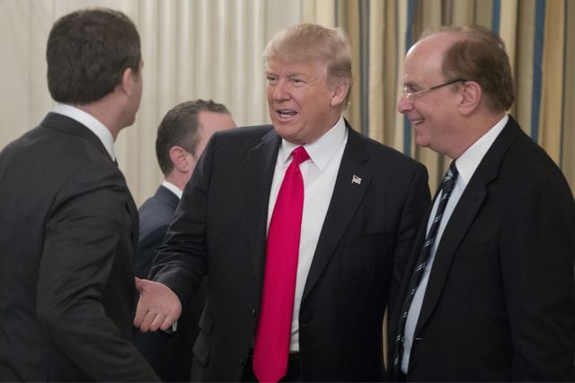 도널드 트럼프 미국 대통령과 래리 핑크 블랙록 CEO(오른쪽)