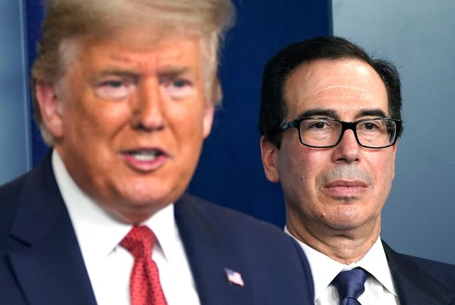 도널드 트럼프 미국 대통령과 스티븐 므누신 전 미국 재무장관