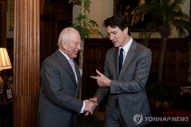 3일(현지시간) 샌드링엄에서 트뤼도 캐나다 총리 만난 찰스 3세