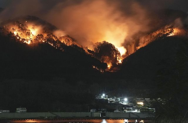 지난 3일 밤 일본 북동부 이와테현서 발생한 산불