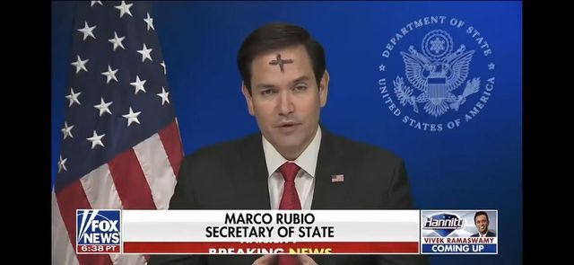 이마에 재를 바른 마코 루비오 미 국무장관