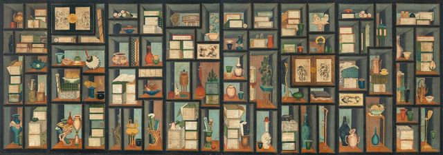 책가도, 종이에 수묵채색 139×396cm, 8폭, 19세기[케이옥션 제공. 재판매 및 DB 금지]