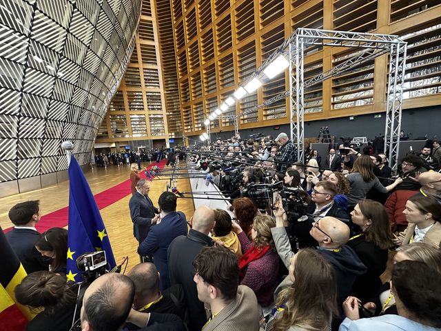 EU 특별정상회의 약식 문답 현장