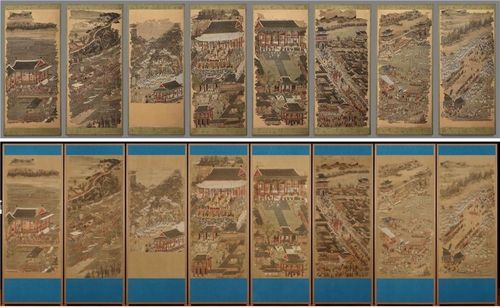 '평안감사도과급제자환영도'의 보존 처리 전(위)과 후(아래)