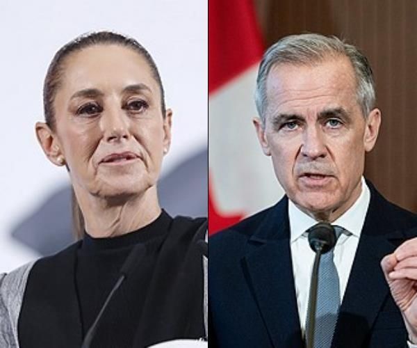 셰인바움 멕시코 대통령(좌)과 카니 캐나다 총리