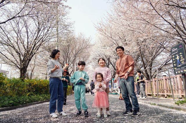장안벚꽃길을 찾은 한 가족