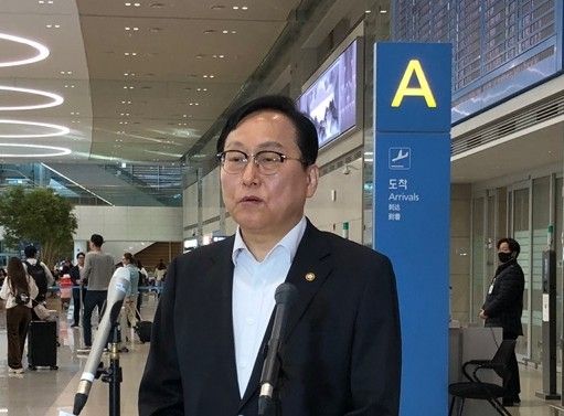 방미 성과 설명하는 정인교 산업통상자원부 통상교섭본부장