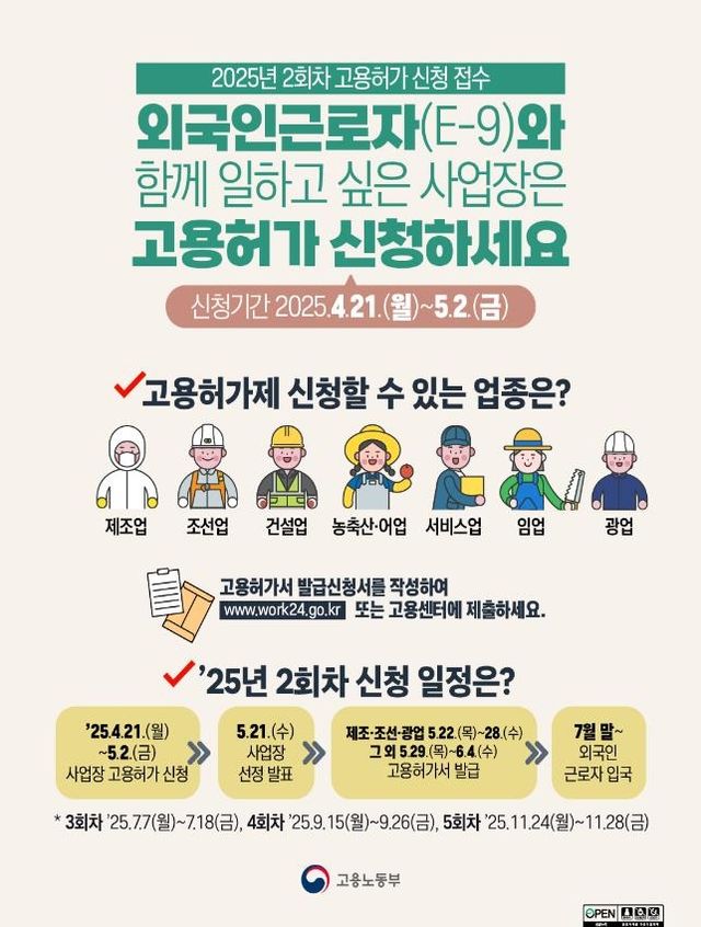 외국인 근로자 고용허가 신청