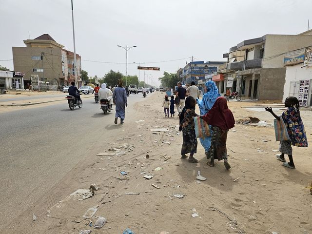 차드 수도 은자메나 거리 걷는 수단 난민들