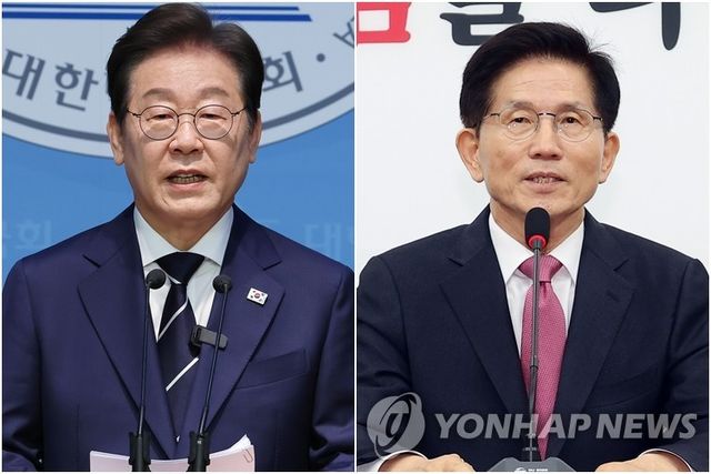 이재명 전 더불어민주당 대표(왼쪽)-김문수 전 고용노동부 장관