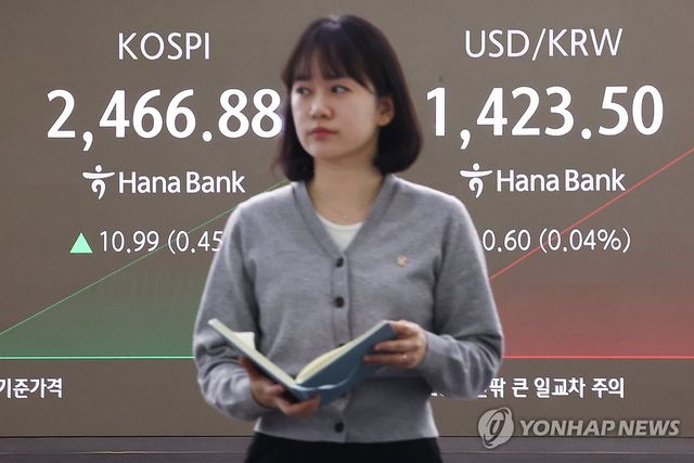 코스피 2,460대에서 상승 출발, 원/달러 환율은 하락