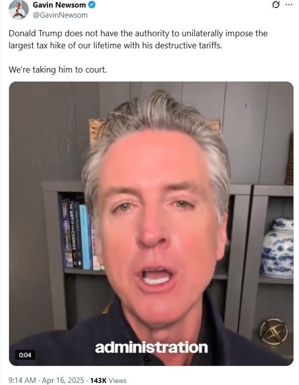 트럼프 관세에 소송 제기 방침 밝힌 개빈 뉴섬 캘리포니아 주지사