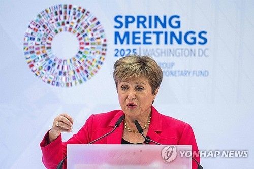 연설하는 IMF 총재