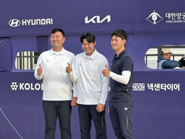 김우진과 이우석, 김제덕(왼쪽부터)