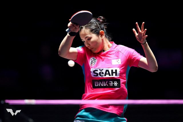 WTT 인천 대회 단식 경기를 벌이는 김나영