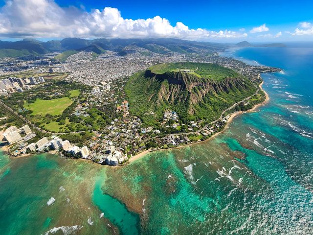 하늘에서 본 다이아몬드 헤드 산 [사진/성연재 기자]