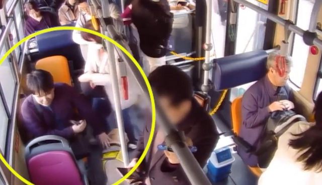 740번 버스를 탄 시각장애인과 안내견