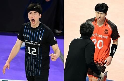 트레이드를 추진 중인 현대캐피탈의 전광인(왼쪽)과 OK저축은행의 신호진