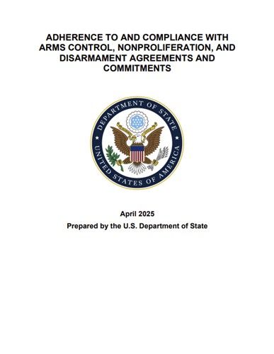 미국 국무부 '군비통제·비확산·군축 합의와 약속의 준수·이행' 보고서