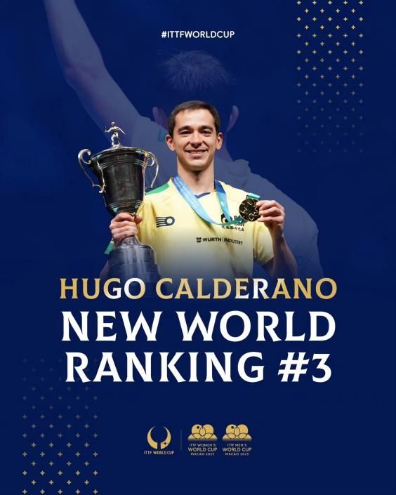 ITTF 월드컵 우승으로 세계랭킹 3위로 오른 칼데라노