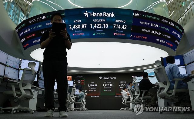 코스피 2,480대서 하락 출발, 환율은 상승