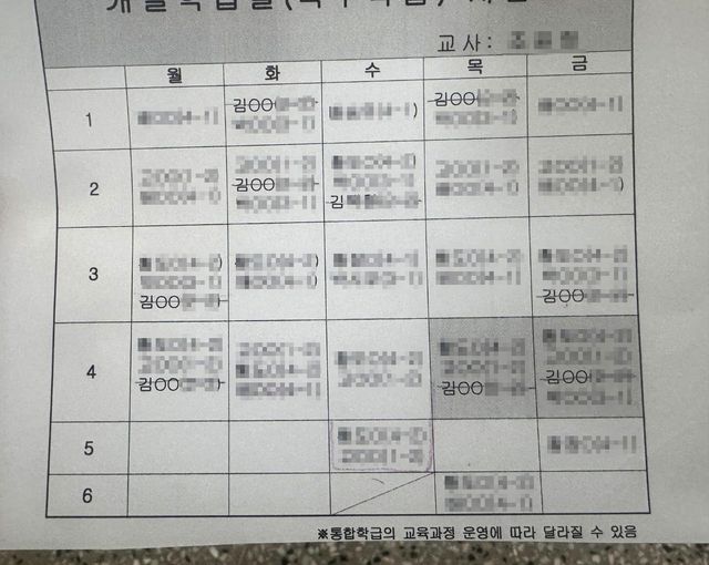 특수교육 수업시간표에서 배제된 장애아동